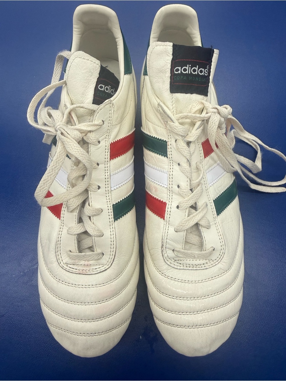 adidas White Soccer Cleats with Red & Green Accents